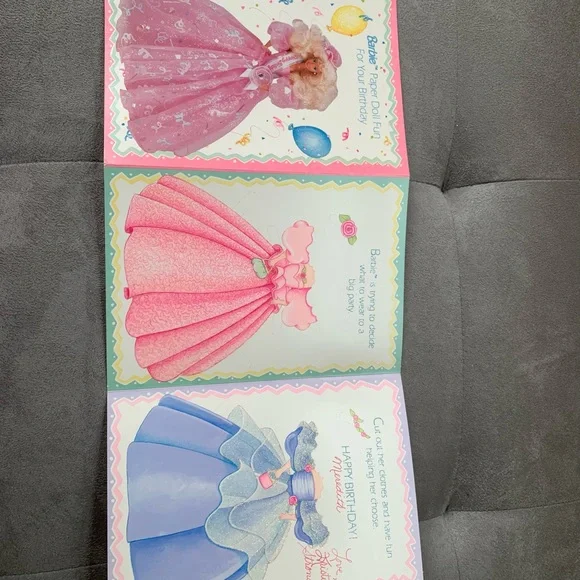 Vintage Barbie Paper Doll Birthday Card Cutout Outfits 1991 by Gibson Cards - Picture 7 of 11